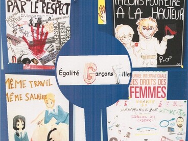 Affiche dessinée et réalisée par les élèves dans le cadre de leur projet de lutte contre les stéréotypes