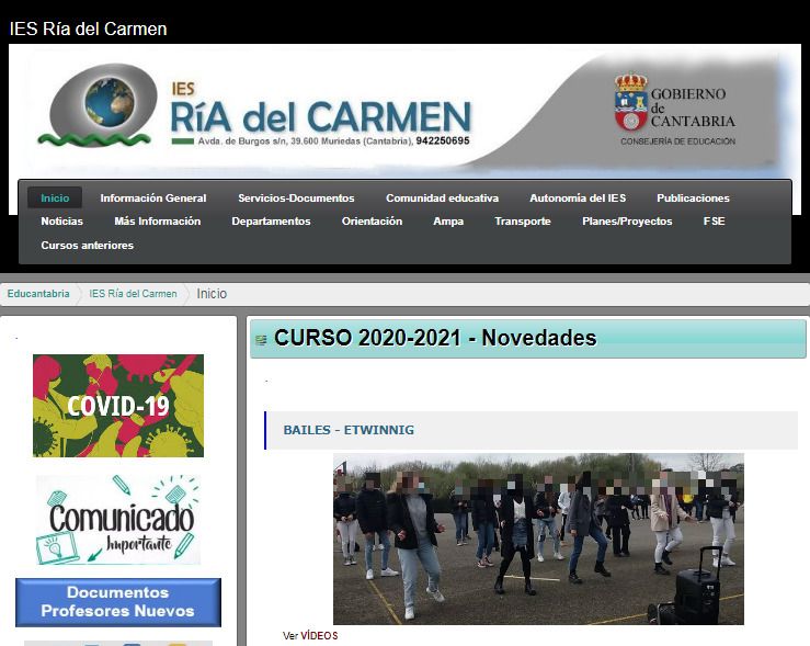 Capture écran du projet eTwinning