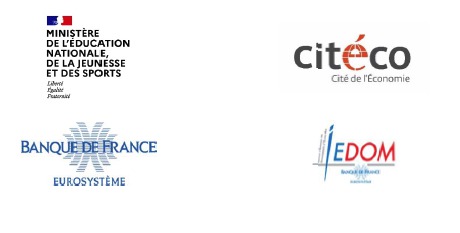 Logos des partenaires du concours Ministère de l'Éducation nationale, Citéco, Banque de France et IEDOM