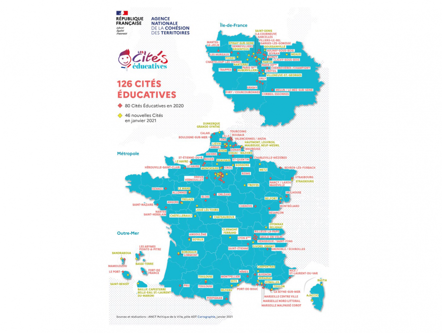 Carte de France des cités éducatives