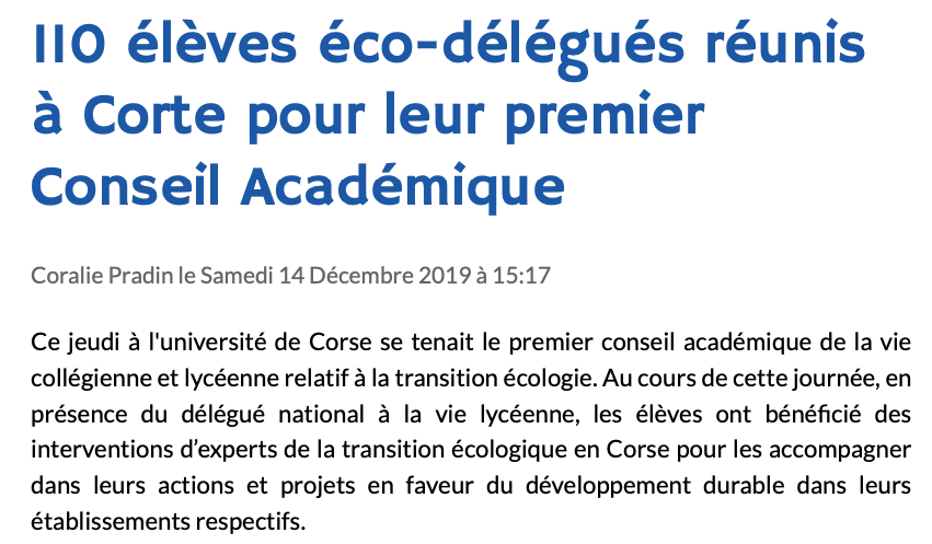 EDD - Article conseil académique écodélégués