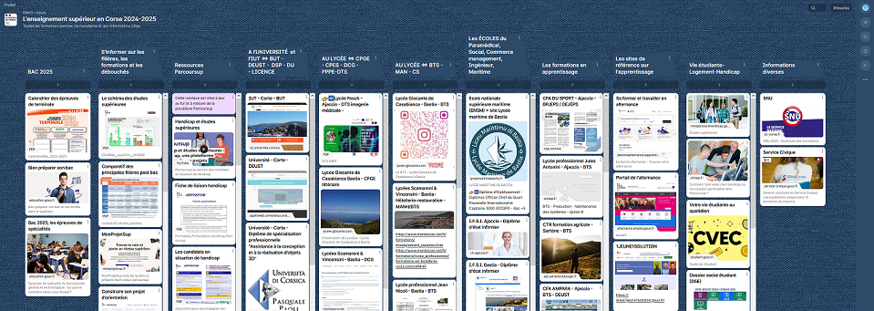 Padlet DRAIO - Formations post-bac dans l'académie de Corse