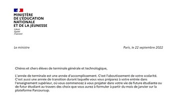 Lettre du Ministre - BAC 2023