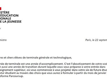 Lettre du Ministre - BAC 2023